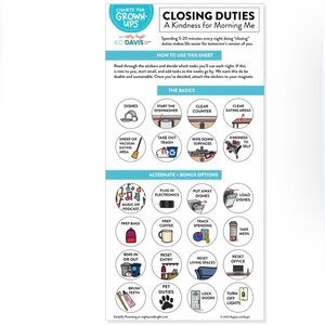 Mighty & Bright Closing Duties Reusable Stickers